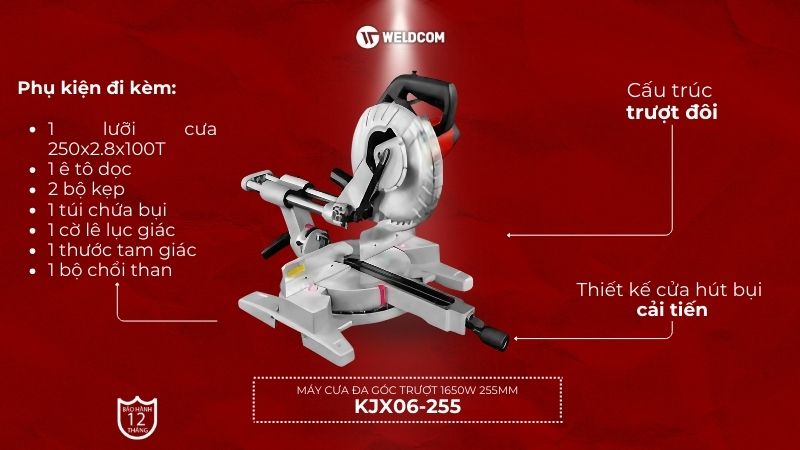 Máy cưa đa góc trượt 1650W 255mm KJX06-255 - DCK