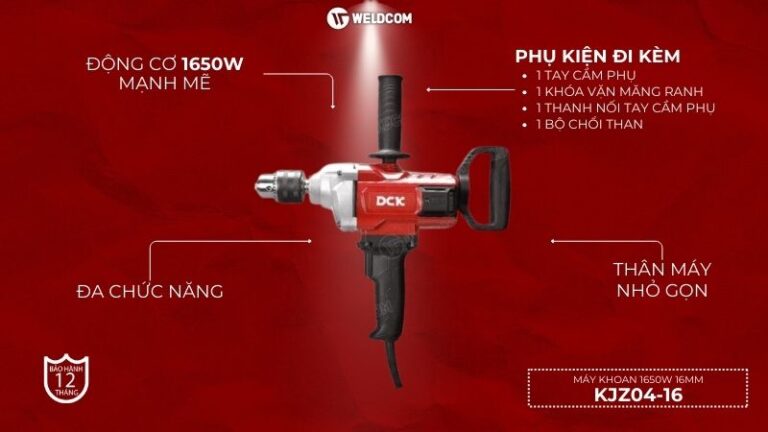 Máy khoan 1650W 16mm DCK KJZ04-16 sở hữu hiệu suất mạnh mẽ