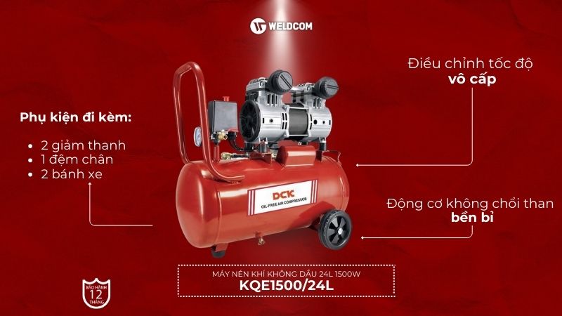 Máy nén khí không dầu 24L 1500W KQE1500/24L - DCK
